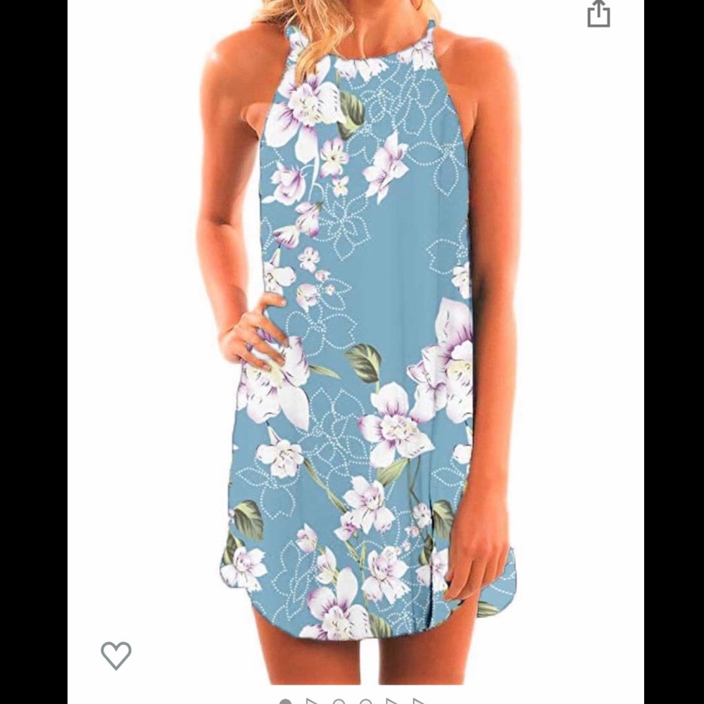 Flowered halter mini dress